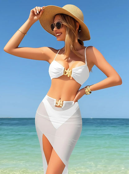 Golden Tides 3-Piece Swimsuit Collection- White