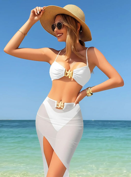 Golden Tides 3-Piece Swimsuit Collection- White